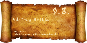 Váray Britta névjegykártya